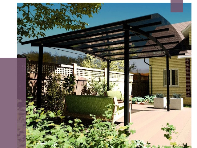 Навесы для террасы в Сальске от 12964 руб. под ключ | ПРОЛЁТ-Слс