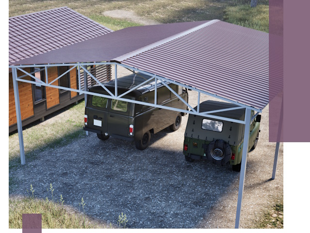 Двускатные навесы под ключ в Сальске — изготовление и монтаж